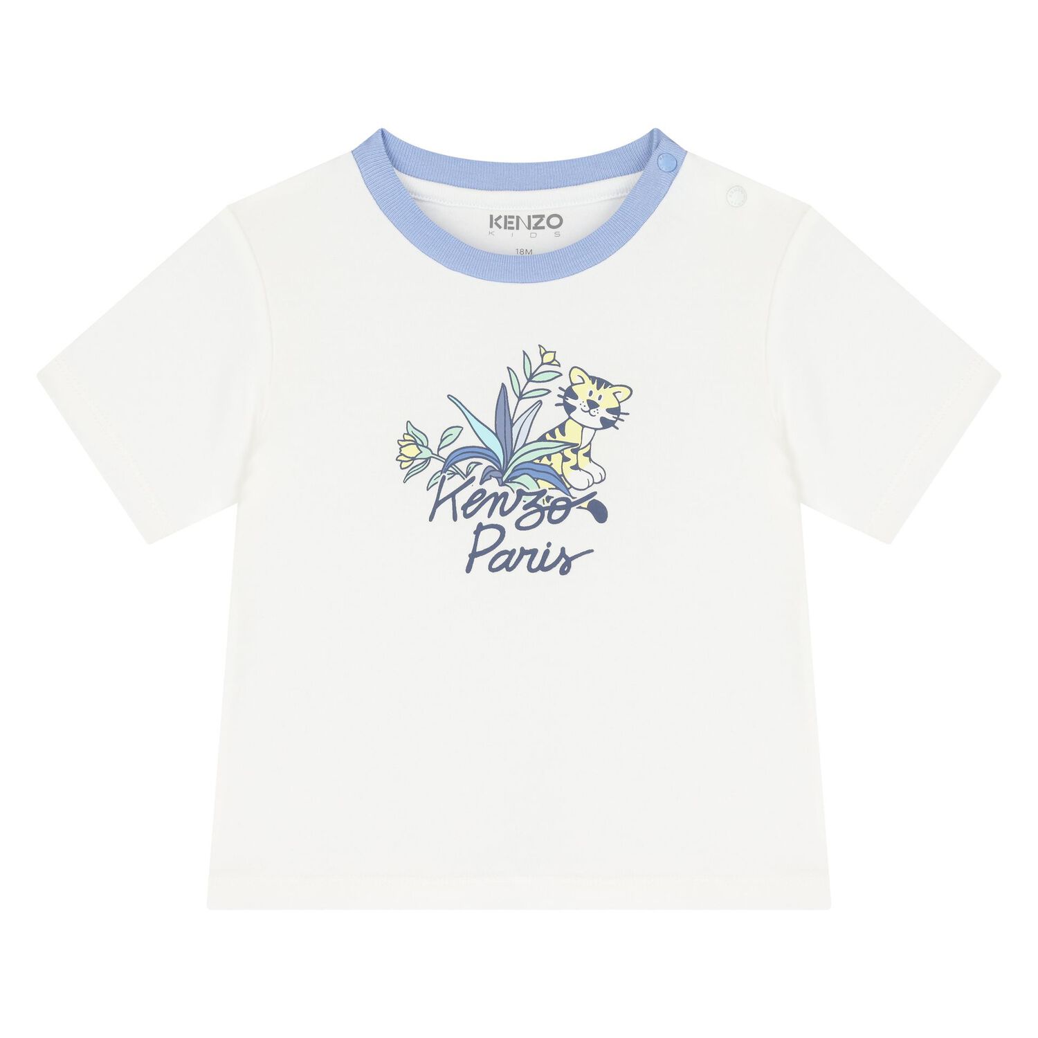 طقم شورت بالشعار باللون العاجي والأزرق للأولاد  , 1, hi-res