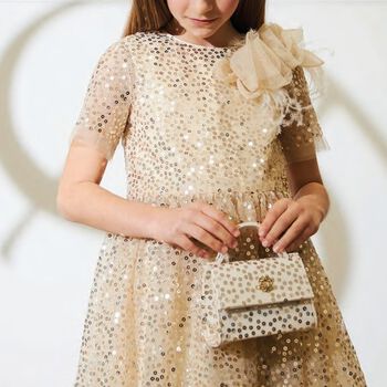 Girls Gold Sequin Handbag