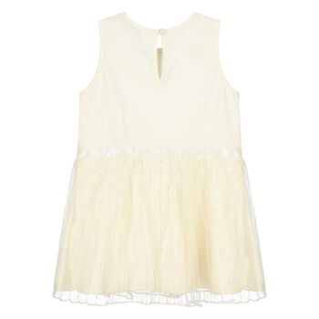 Younger Girls Ivory Logo Sleeveless Dress