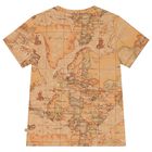 Boys Beige Geo Map Logo T-Shirt, 1, hi-res