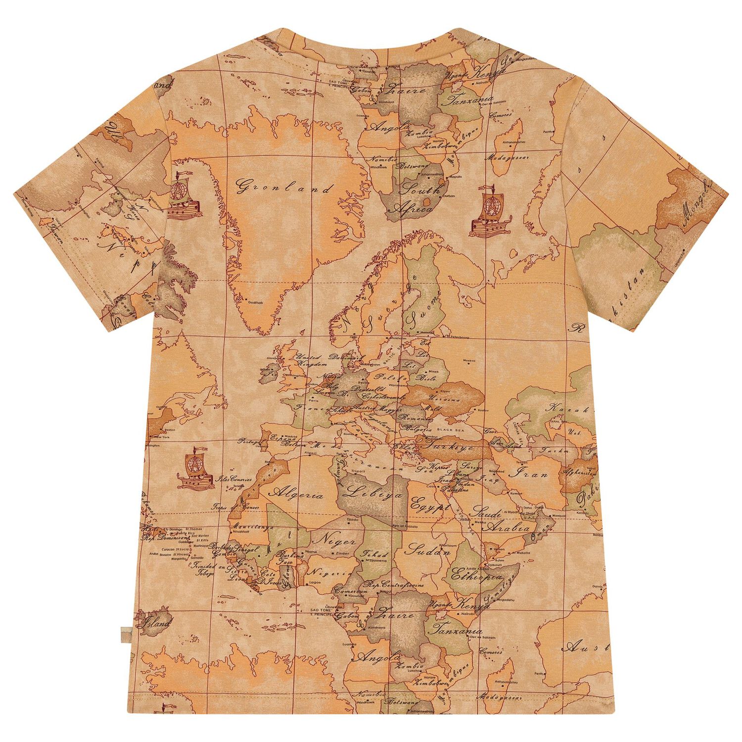 Boys Beige Geo Map Logo T-Shirt, 1, hi-res image number null