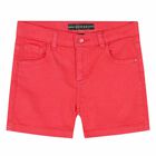 Girls Pink Denim Shorts, 1, hi-res