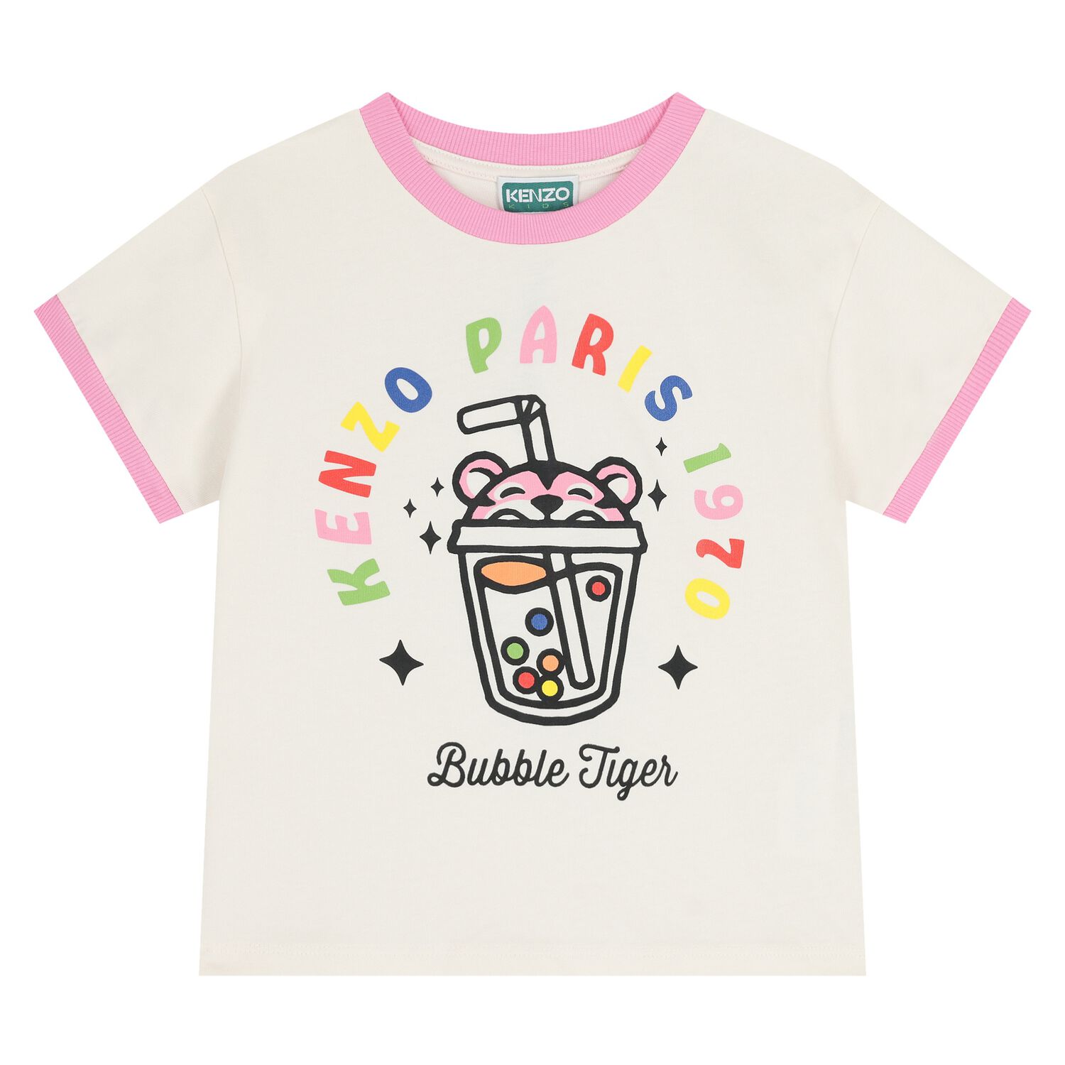 Girls Ivory Bubble Tiger T-Shirt, 1, hi-res