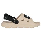 Boys Beige & Black Logo Sandals, 2, hi-res