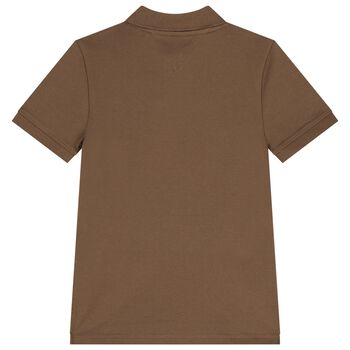 قميص بولو بني بشعار للأولاد