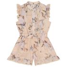 Girls Pink Floral Playsuit, 1, hi-res