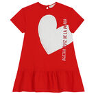 Girls Red Logo Dress, 1, hi-res