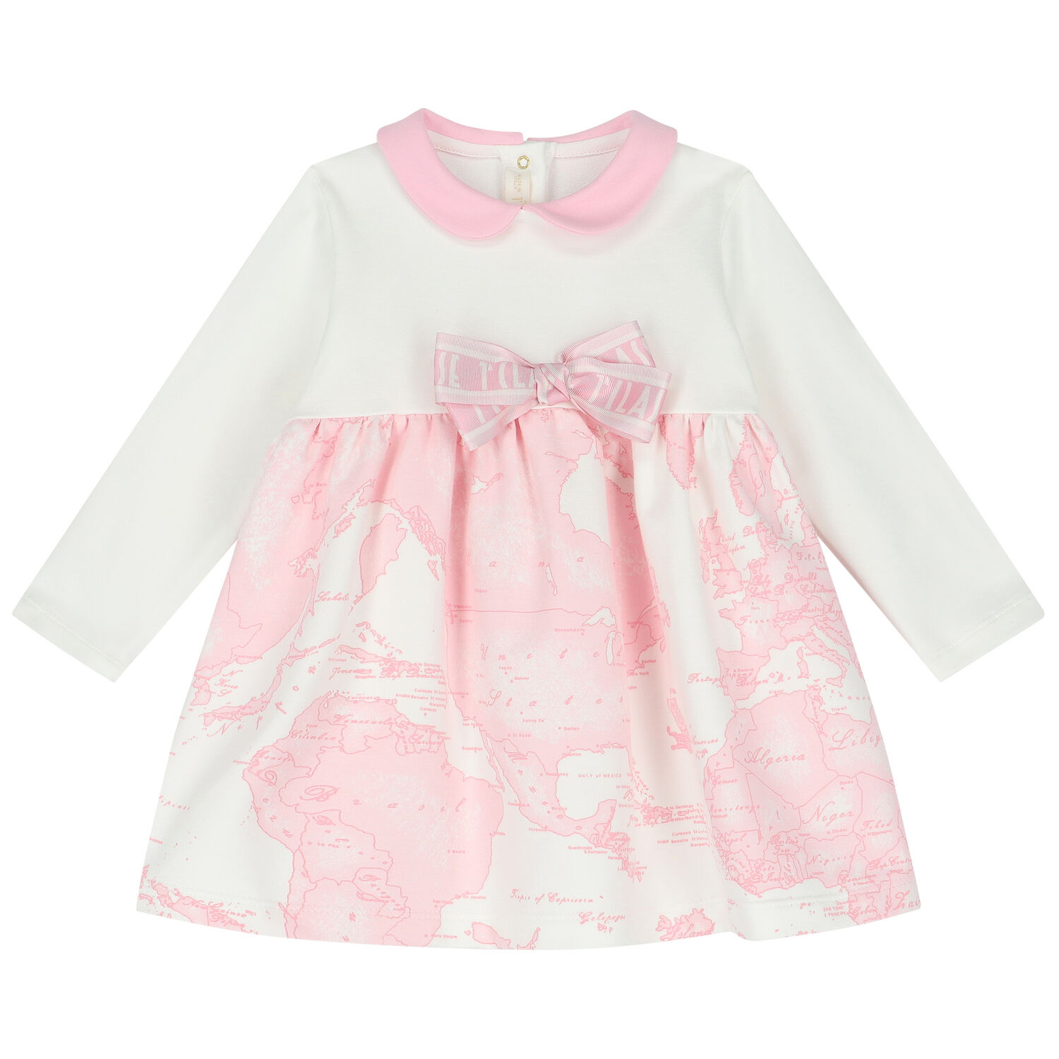 Baby Girls Ivory & Pink Geo Map Dress Set, 1, hi-res