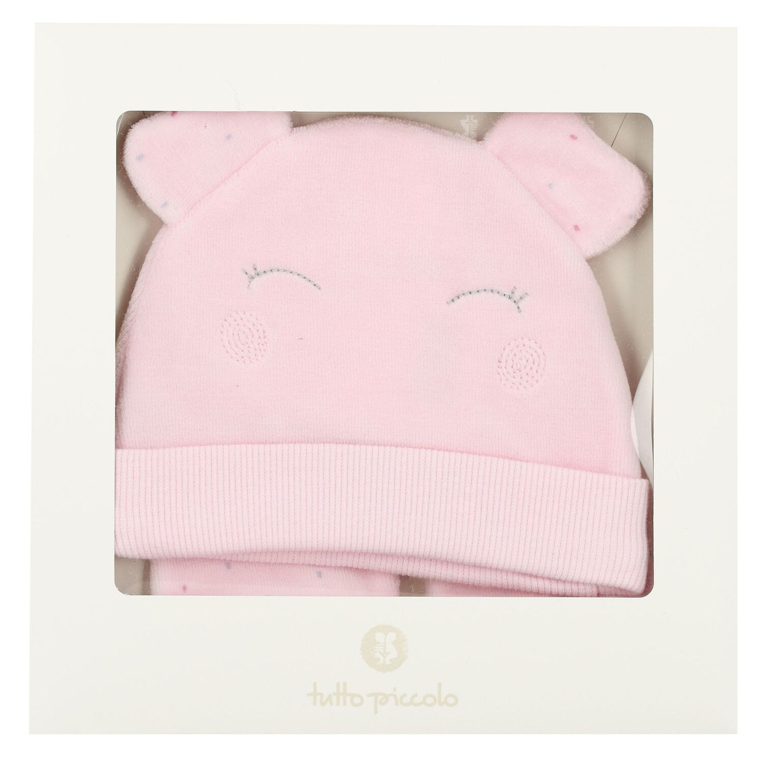 Baby Girls Pink Hat & Mitten Set, 2, hi-res