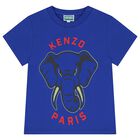 Boys Blue Elephant Logo T-Shirt, 2, hi-res