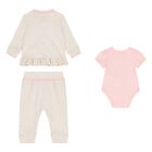 Baby Girls Beige Logo Tracksuit ( 3 Piece ), 1, hi-res