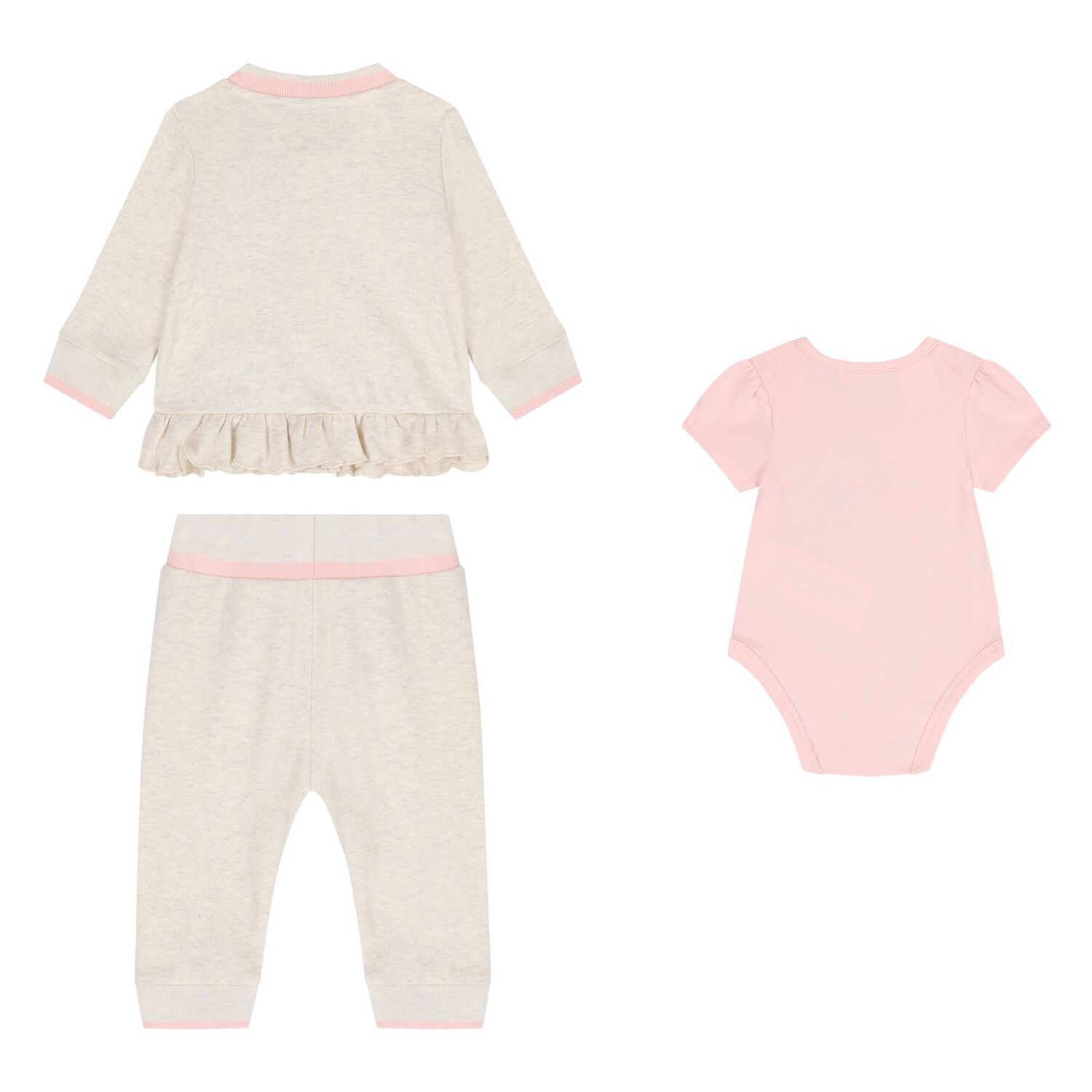 Baby Girls Beige Logo Tracksuit ( 3 Piece ), 1, hi-res image number null