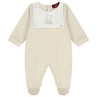 Beige & White Teddy Bear Babygrow , 1, hi-res