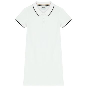 Girls White Logo Polo Dress