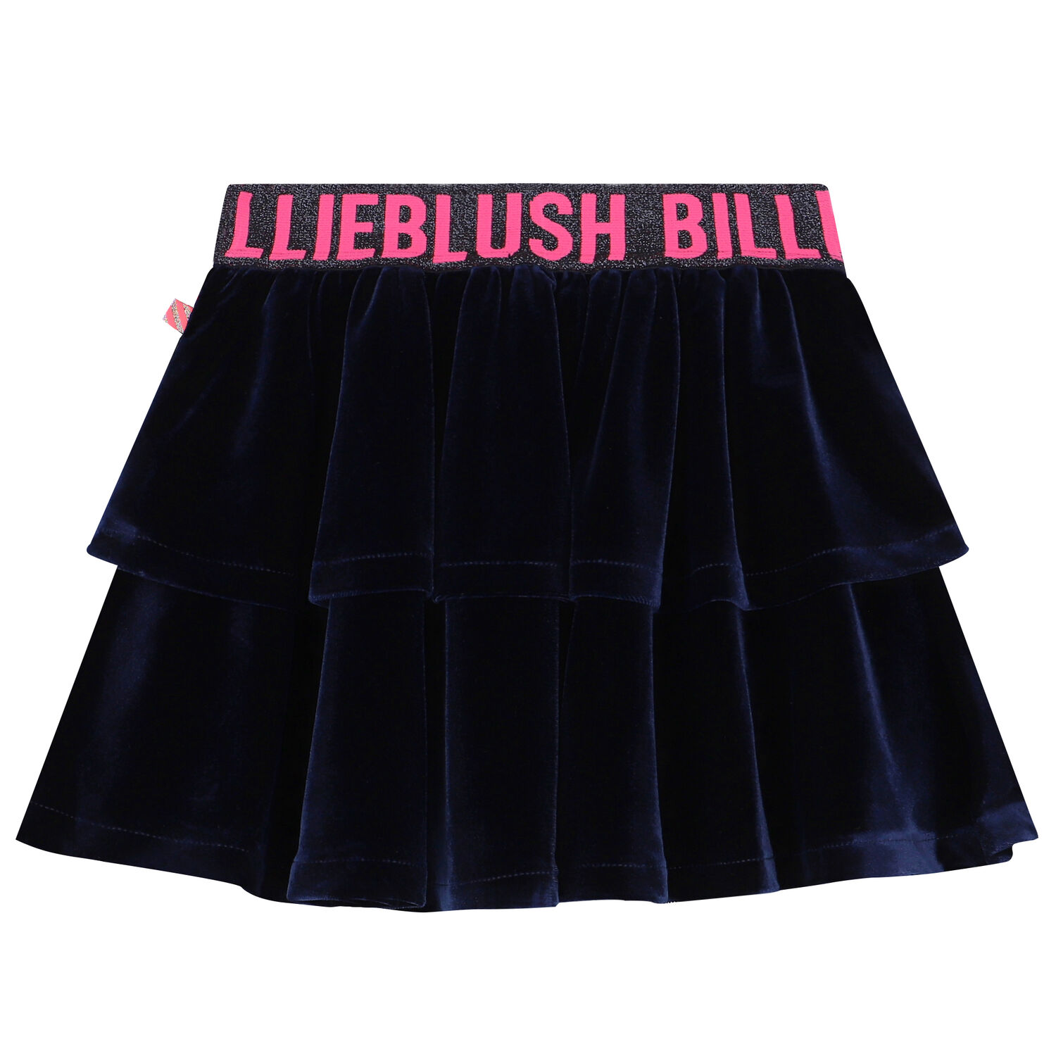 Girls Navy Blue Velvet Logo Skirt, 1, hi-res image number null
