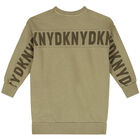 فستان سويت شيرت بالشعار باللون الاخضر, 2, hi-res