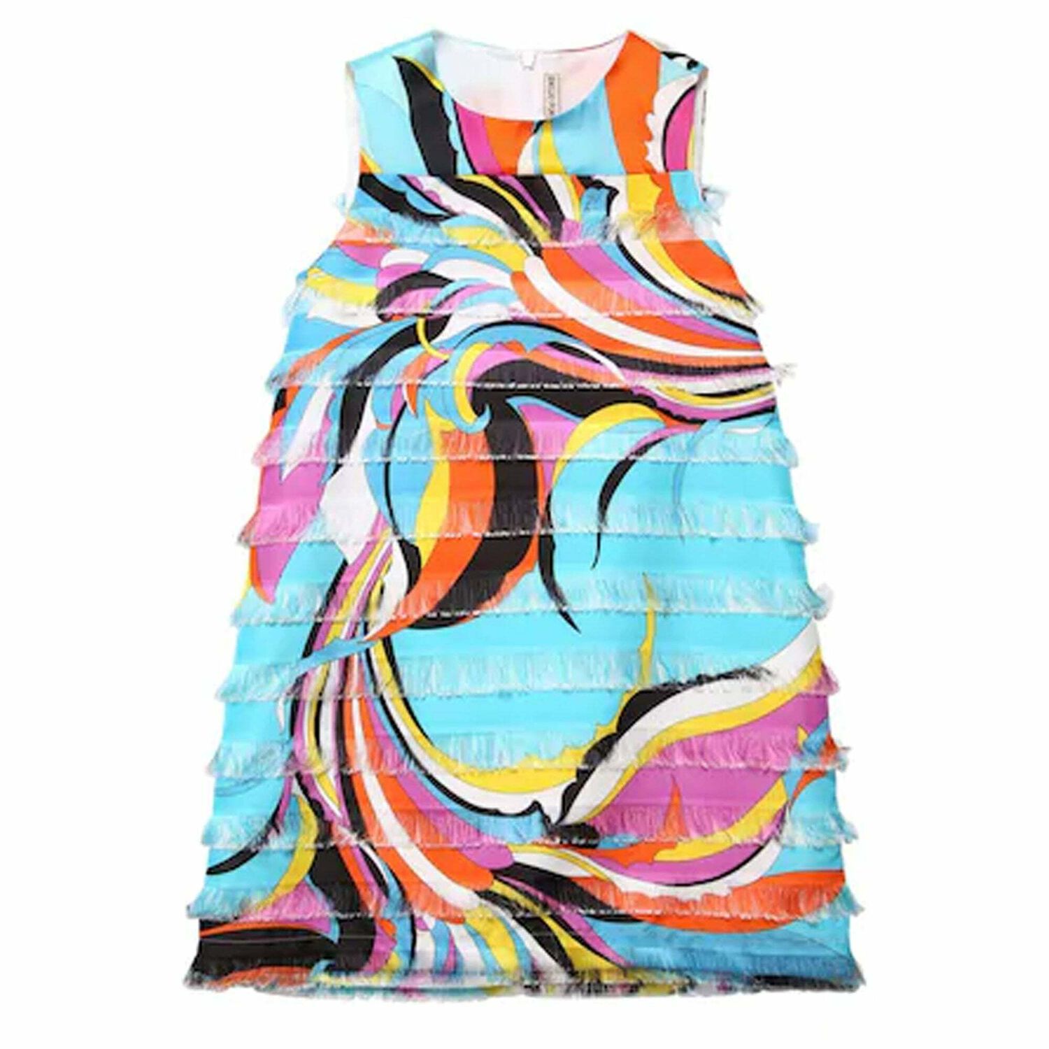 فستان بناتي مطبع باللون الازرق, 1, hi-res