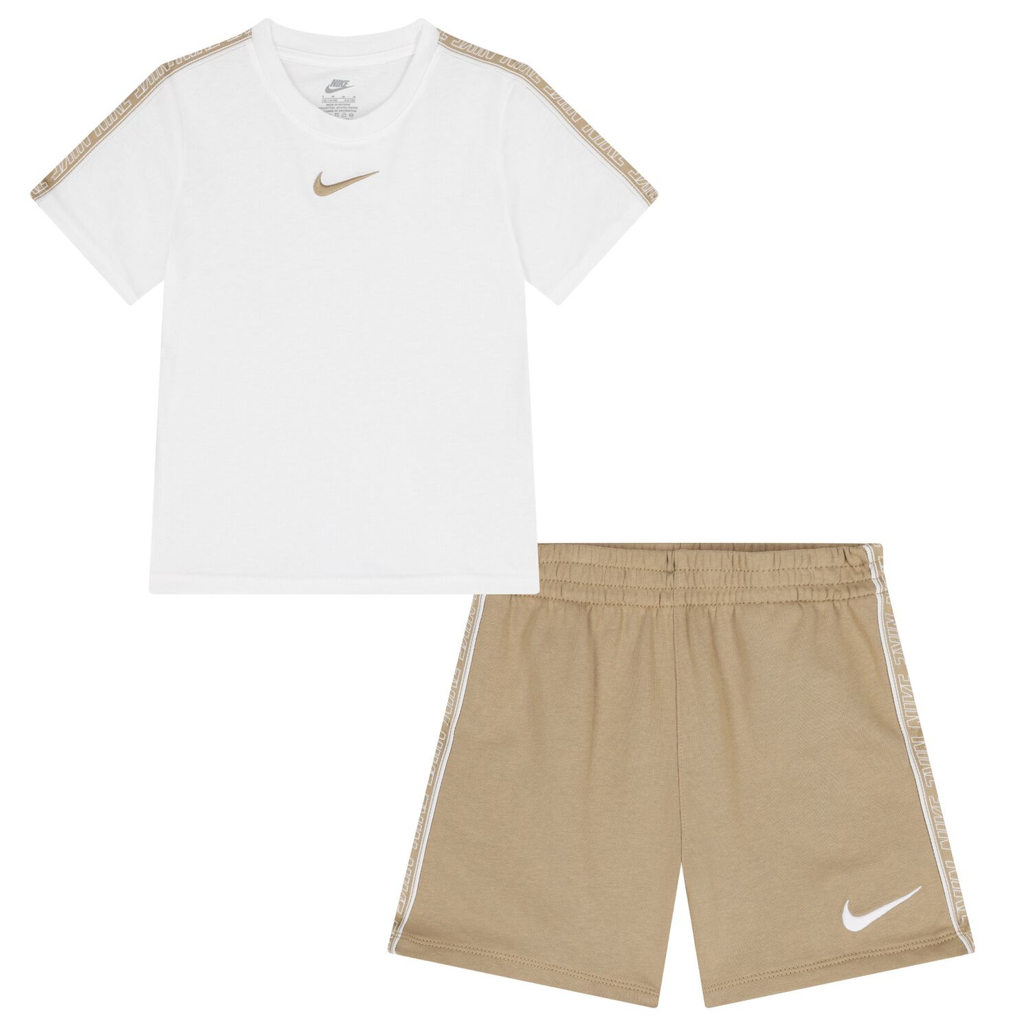 Boys White & Beige Logo Shorts Set, 3, hi-res image number null