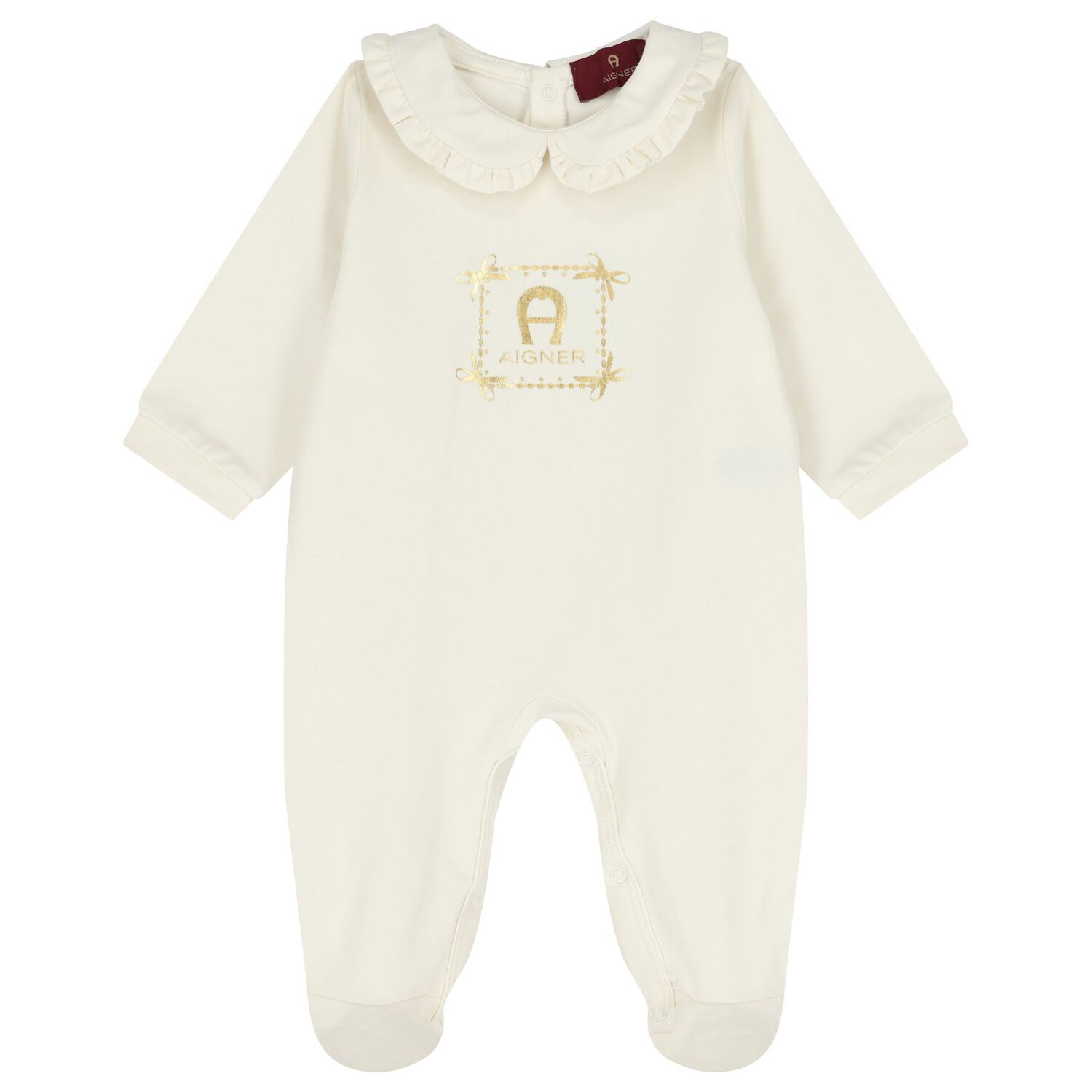 Baby Girls Ivory & Gold Logo Babygrow Gift Set, 1, hi-res