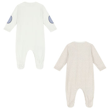 Baby Boys Ivory Babygrows (2 Pack)
