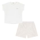 Baby White & Beige Barocco Shorts Set, 1, hi-res
