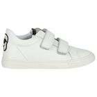 Boys White Ikonik Karl Logo Trainers, 1, hi-res