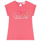 طقم ليجنز بنات بطبعة القلب باللون الوردي, 1, hi-res