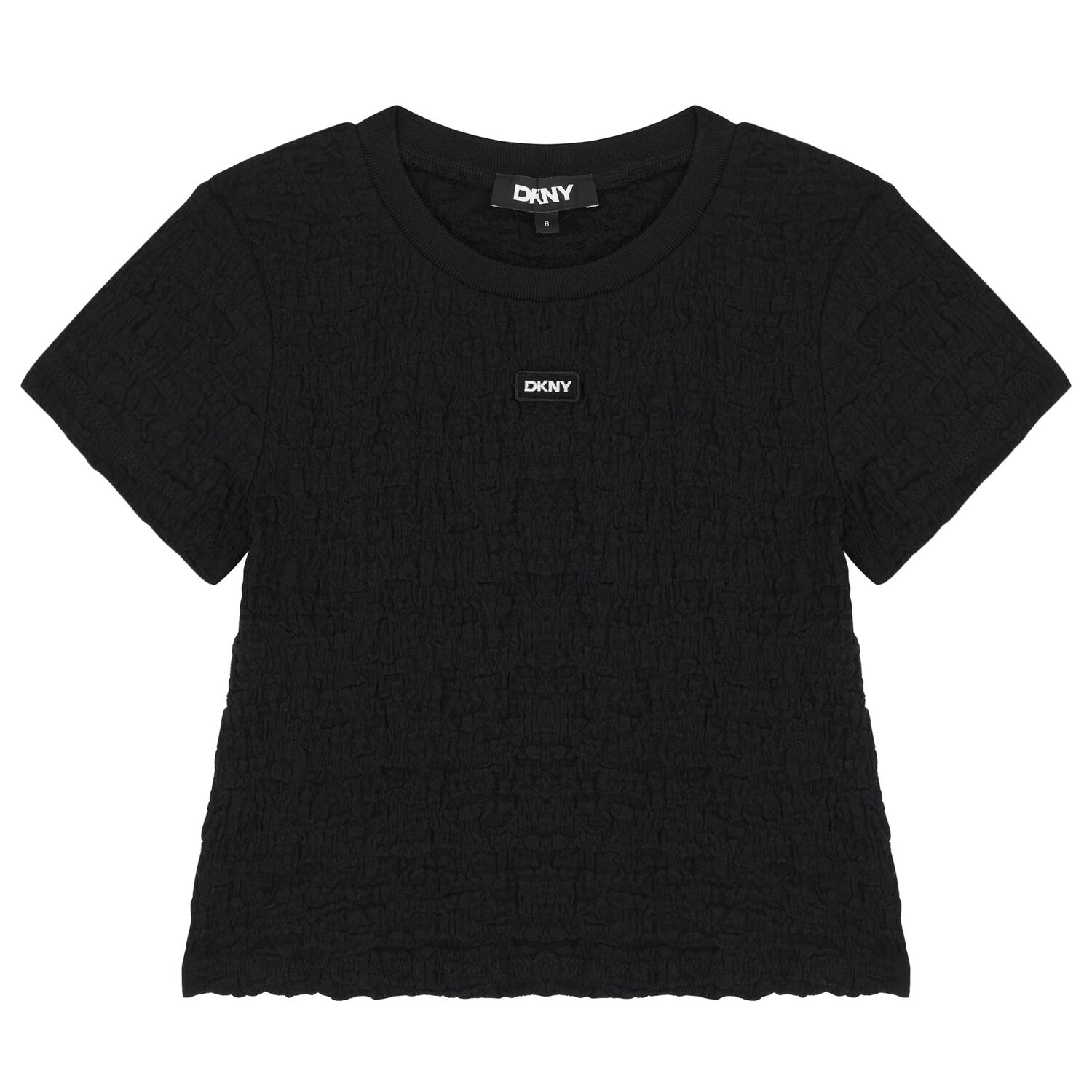 تيشيرت بنات بالشعار باللون الأسود , 1, hi-res