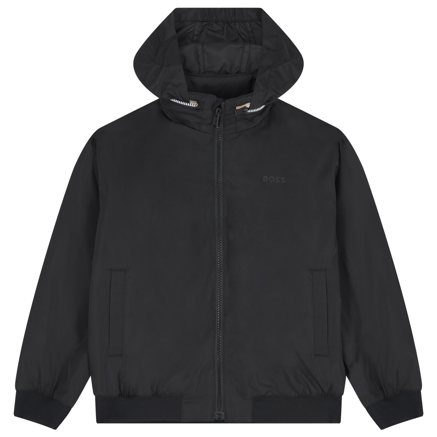 جاكت مبطن بالشعار للاولاد باللون الاسود , 1, hi-res