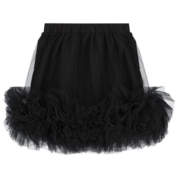 Girls Black Tulle Ruffle Skirt