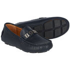 حذاء لوفر جلد أولاد باللون الكحلى, 1, hi-res