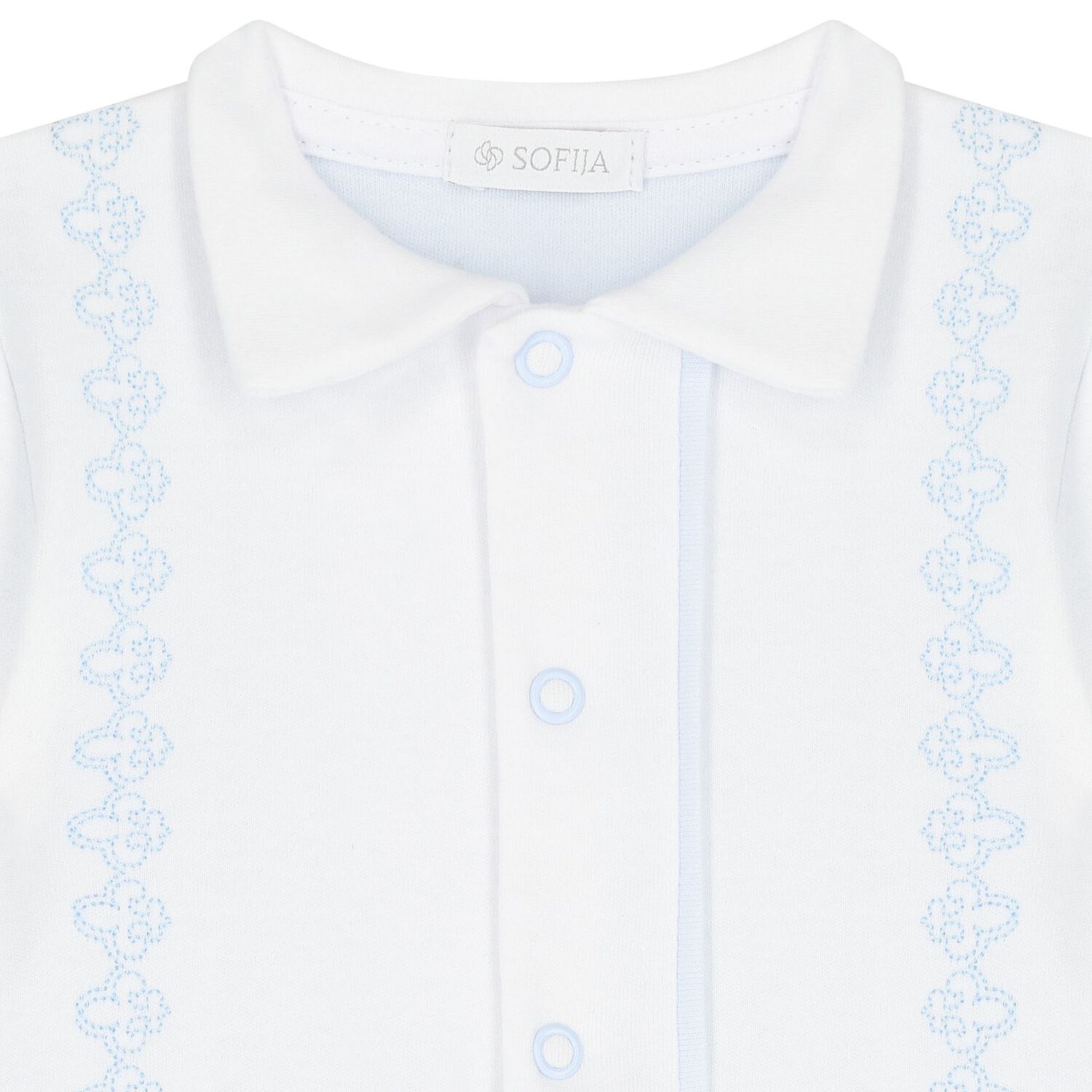 Baby Boys White & Blue Romper, 1, hi-res