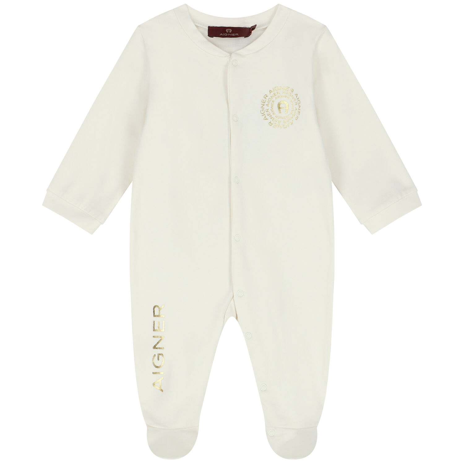Ivory & Gold Logo Babygrow, 2, hi-res