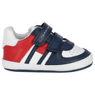 Baby Boys Navy, White & Red Logo Pre Walker Shoes, 1, hi-res
