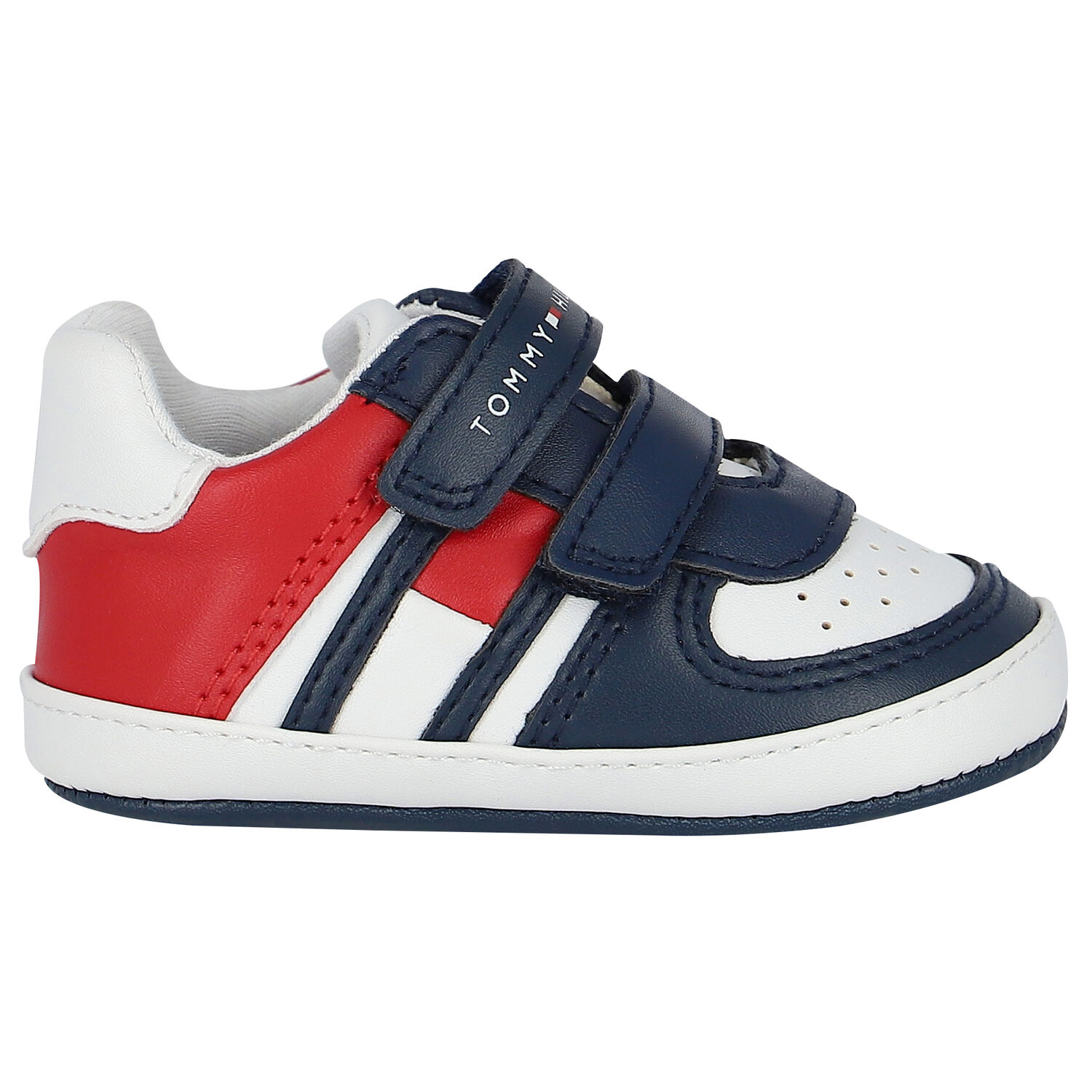 Baby Boys Navy, White & Red Logo Pre Walker Shoes, 1, hi-res