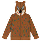 Boys Brown Bear Hooded Zip Up Top, 1, hi-res
