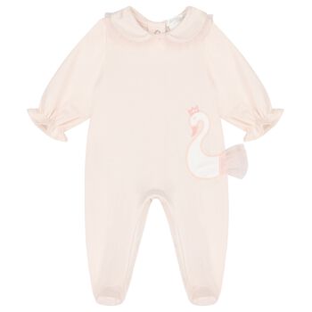 Baby Girls Pink Swan Babygrow