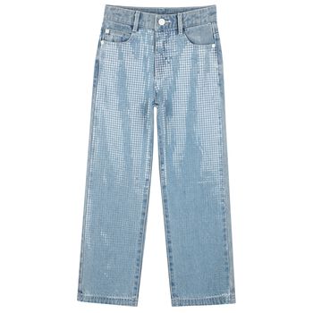 Girls Blue Embellished Trousers