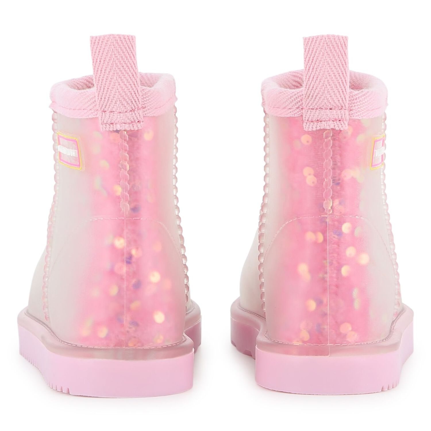 Girls Pink Sequin Logo Boots, 1, hi-res