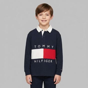 Boys Navy Blue Logo Polo Shirt