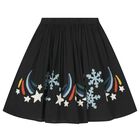 Girls Black Snowflakes Skirt, 1, hi-res