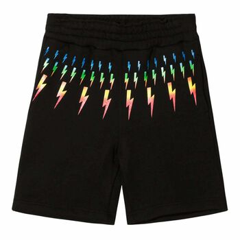 Boys Black Printed Shorts