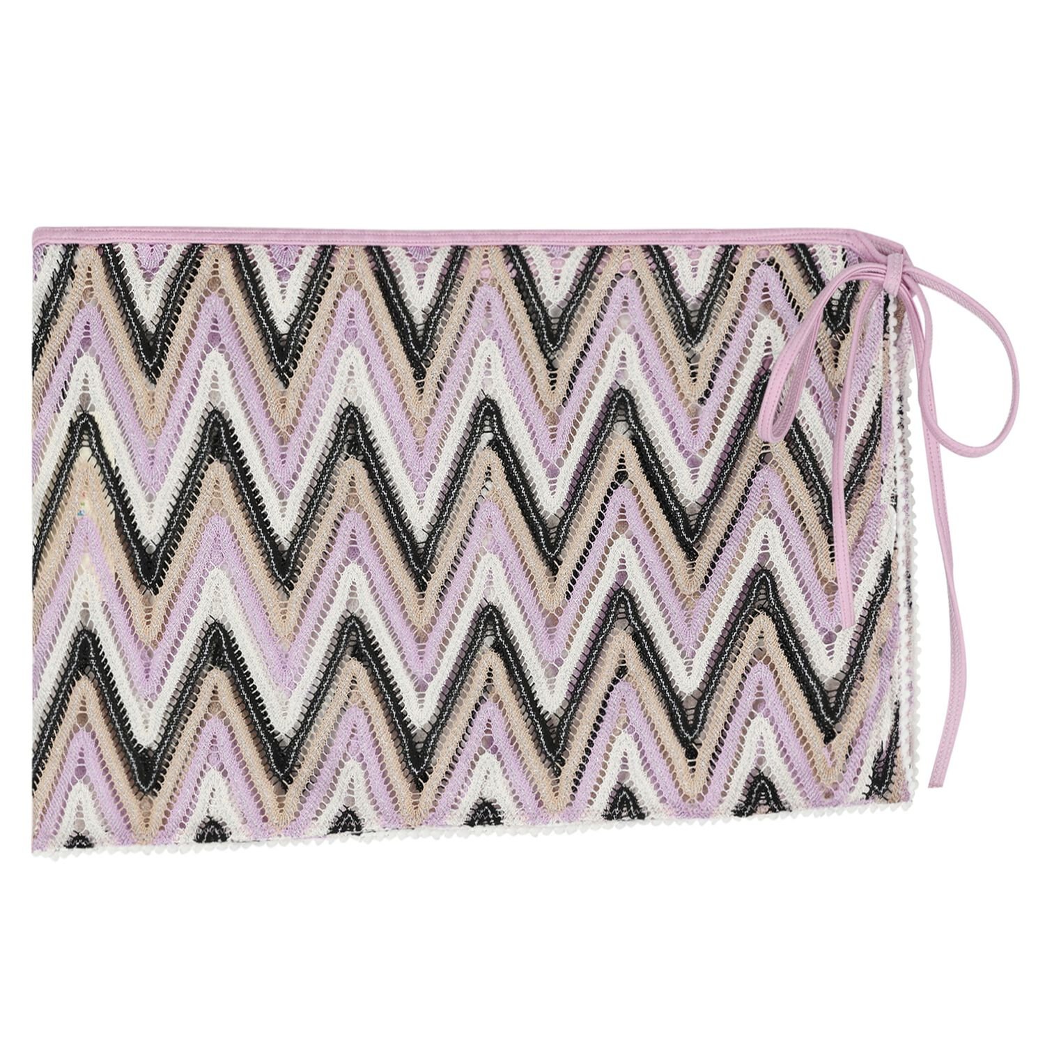 تنوره كروشيه للبنات بشكل متعرج باللون البنفسجى والاسود والعاجى , 1, hi-res