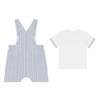 Baby Boys Blue & White Dungaree Set, 2, hi-res
