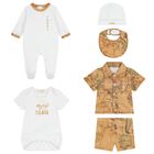 White & Beige Geo Map Babygrow Gift Set, 2, hi-res
