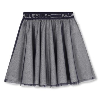 Girls Grey & Navy Blue Logo Skirt