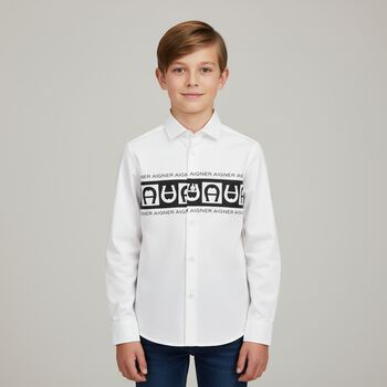 Boys White Logo Shirt
