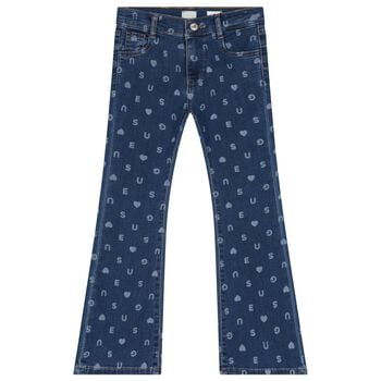 Girls Blue Denim Logo Jeans