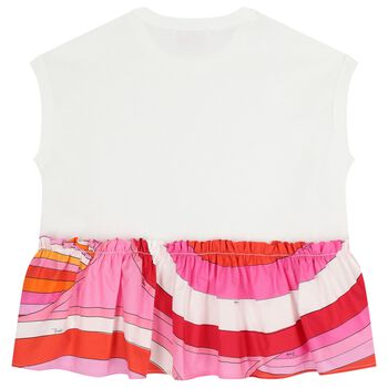 Girls White Logo Iride T-Shirt