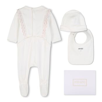 Baby Girls Ivory & Pink Heart Babygrow Gift Set